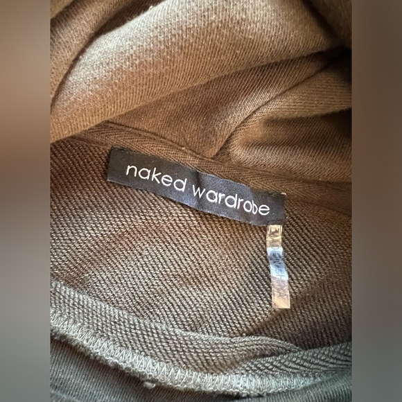 Naked Wardrobe French Terry Crop Hoodie Olive Green Small - Picture 6 of 10